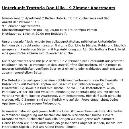 Trattoria Don Lillo Apartamento *